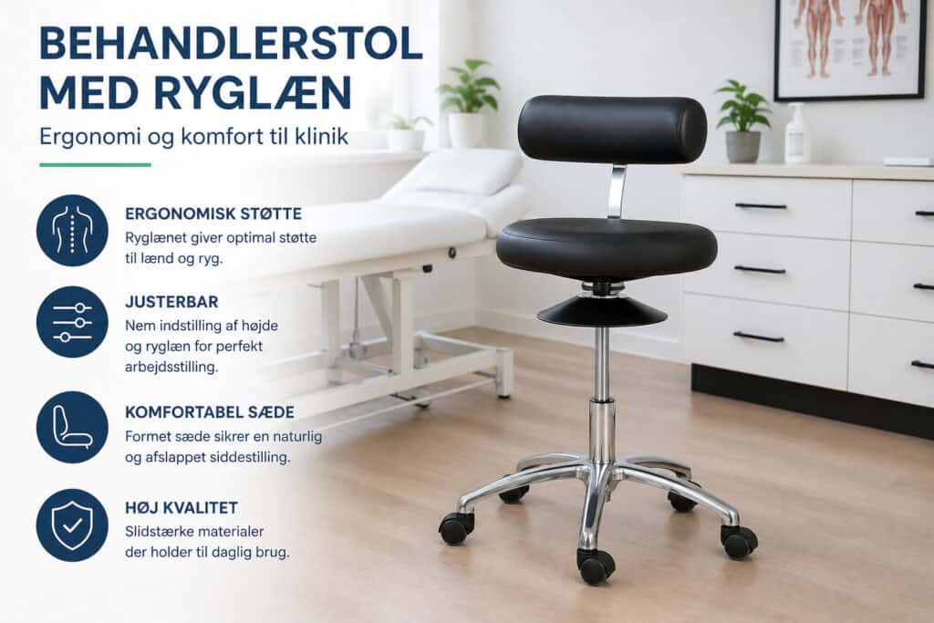 Behandlerstol med ryglæn
