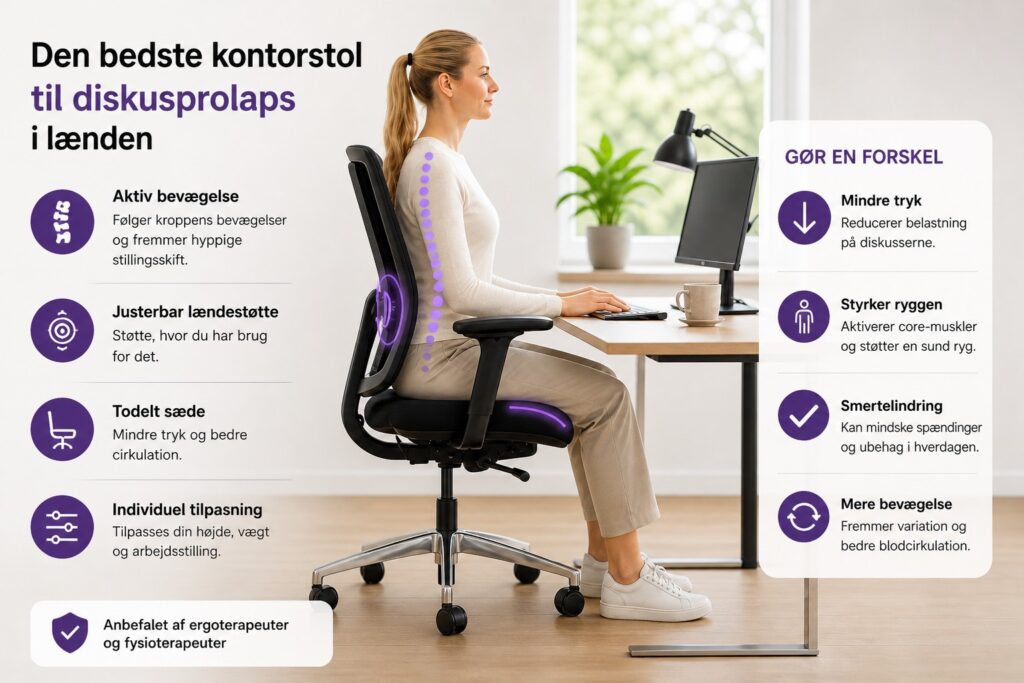 Bedste kontorstol til diskusprolaps i lænden