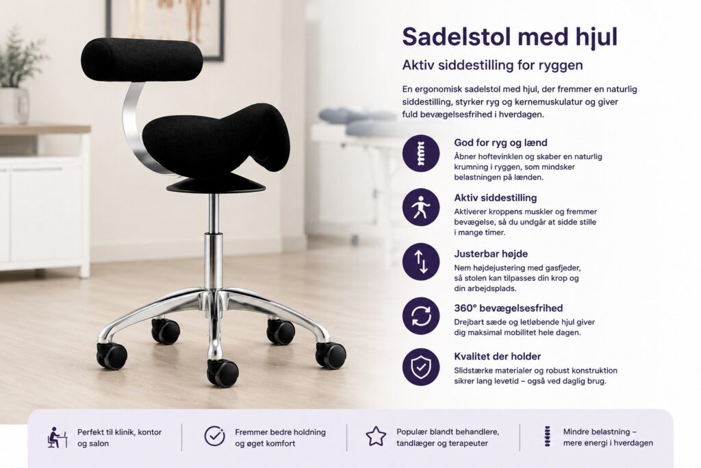 Sadelstol med hjul – Aktiv siddestilling for ryggen