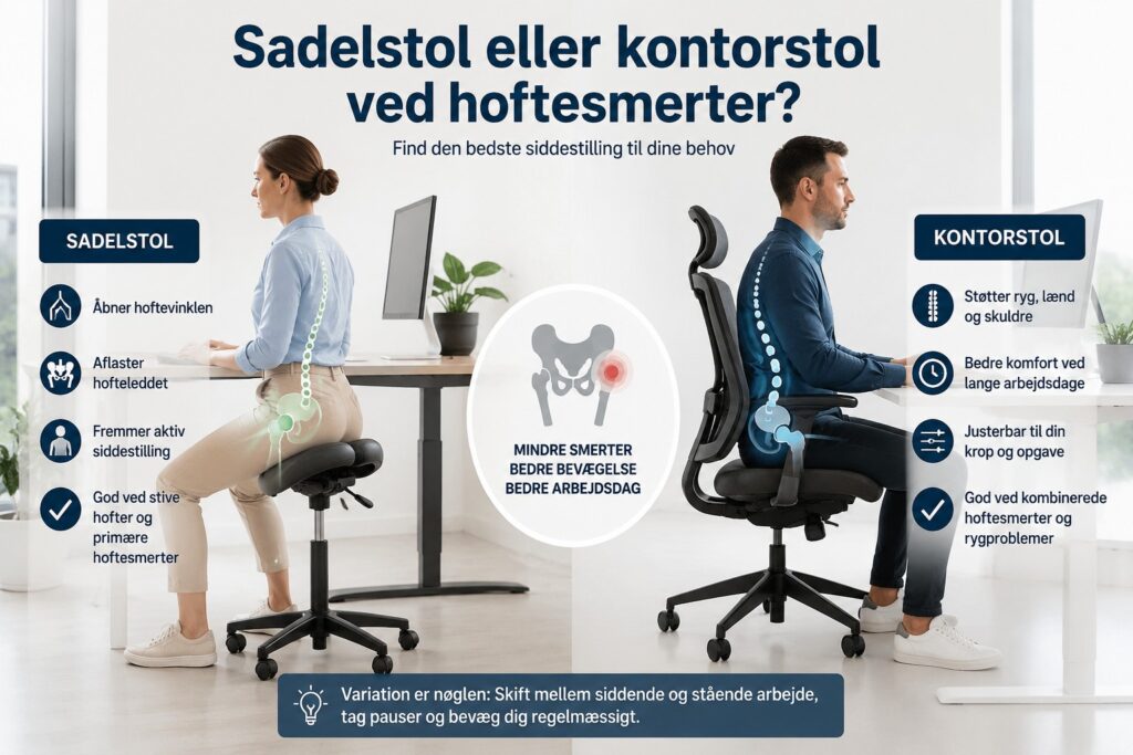 Sadelstol eller kontorstol ved hoftesmerter